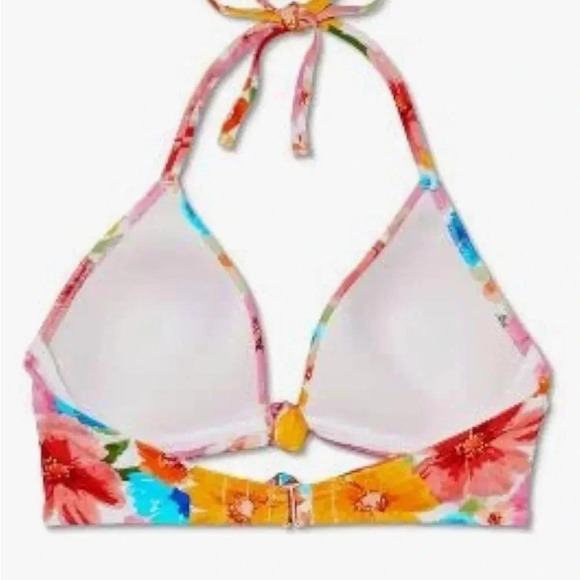 Shade & Shore  Lightly Lined Longline Double Knot-Front Bikini Top Floral size M - Picture 4 of 13